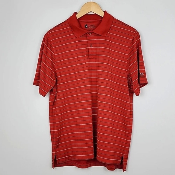 Izod XFG Men's Golf Shirt Cool FX Red Grey & Black Pin  Stripes Size Medium - Picture 1 of 10